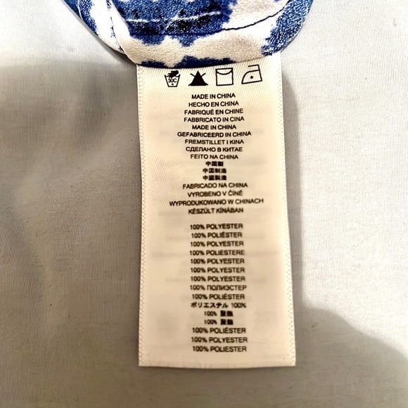 MICHAEL Michael Kors Blue White Tie Dye Style Print Polyester Blouse Sz M - Picture 11 of 11